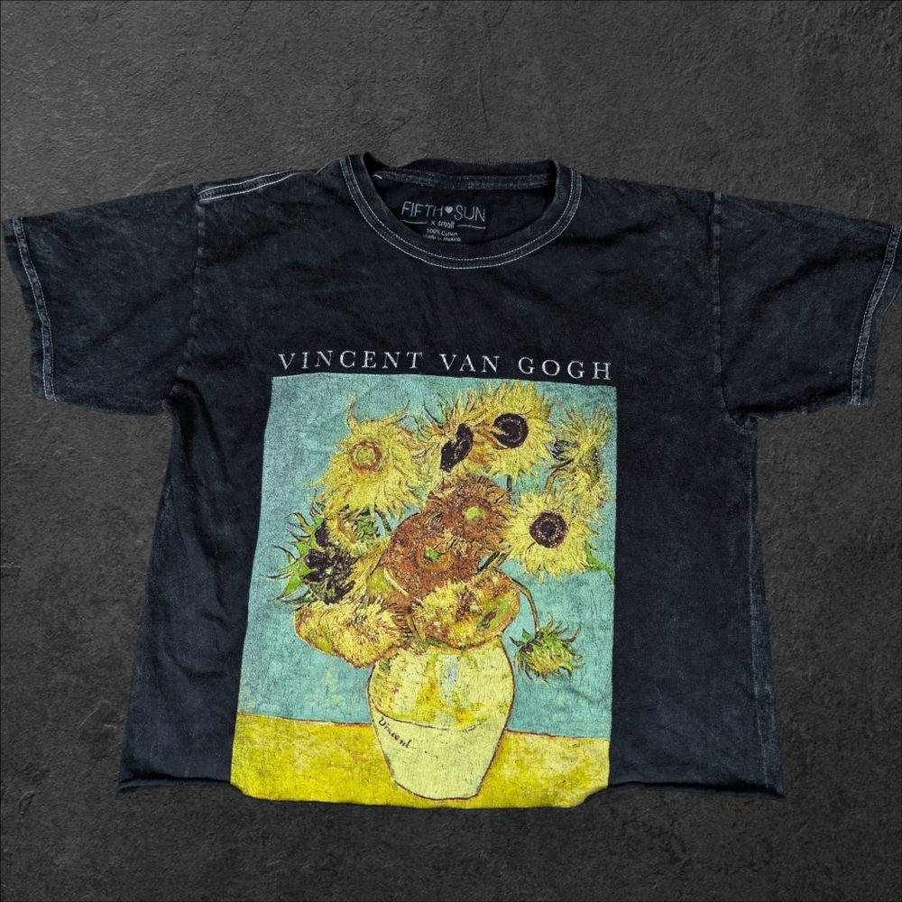 Fifth Sun Vincent Van Gogh Crop Cut Tee Shirt Stonewash Women’s XS